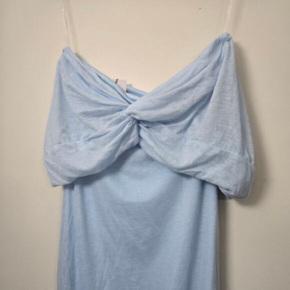 NEW Revolve SNDYS Madrid Maxi Dress Size L Light Blue Off the Shoulder Event - Picture 6 of 10